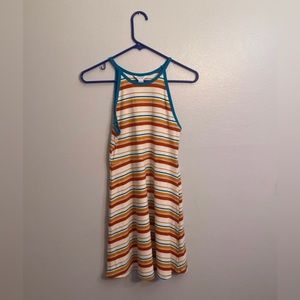 Blue Orange White Striped Summer Dress Arizona Jean Co Medium